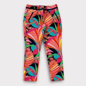 Trina Turk De Janeiro Biscayne Palm Printed Twill Pant Size 2